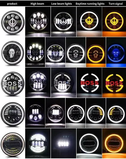 7inch 40W Hi/Lo Beam Round LED Headlight for Motorcycle Harley Jeep