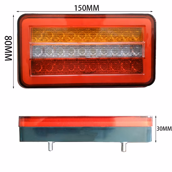 Lámpara trasera de trabajo automático de 12V y 24V, luz trasera indicadora LED apta para remolque de camión